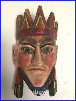 Hand Carved King Wood Mask Carnival Deco