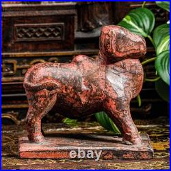 Hand Carved Vintage Asian Folk Art Wood Animal Sculpture Statue Distressed