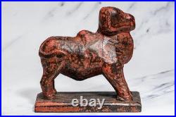 Hand Carved Vintage Asian Folk Art Wood Animal Sculpture Statue Distressed
