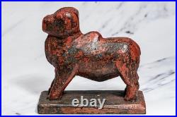 Hand Carved Vintage Asian Folk Art Wood Animal Sculpture Statue Distressed
