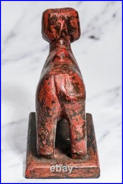 Hand Carved Vintage Asian Folk Art Wood Animal Sculpture Statue Distressed