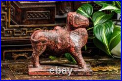 Hand Carved Vintage Asian Folk Art Wood Animal Sculpture Statue Distressed