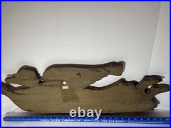 Hand Carved Wood Angel Trumpet Vintage Philippines 28 Long Sculpture Wall Hang