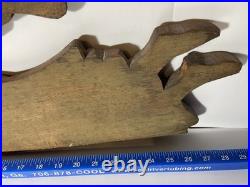 Hand Carved Wood Angel Trumpet Vintage Philippines 28 Long Sculpture Wall Hang