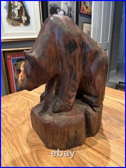 Hand Carved Wood Bear Vtg 1988 James Penney Signed Folk Art Sculpture 19 26 Lb