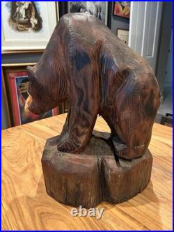 Hand Carved Wood Bear Vtg 1988 James Penney Signed Folk Art Sculpture 19 26 Lb