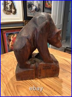 Hand Carved Wood Bear Vtg 1988 James Penney Signed Folk Art Sculpture 19 26 Lb