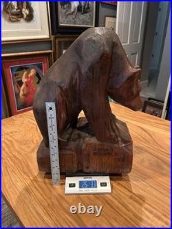Hand Carved Wood Bear Vtg 1988 James Penney Signed Folk Art Sculpture 19 26 Lb