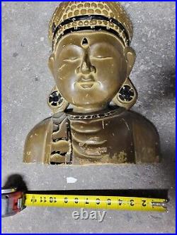 Hand Carved Wood Bodhisattva Bust Mask Art Sculpture Vintage