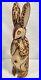 Hand Carved Wood Bunny Rabbit Hare Sculpture Rustic Vintage Folk Art 13.5 Tall