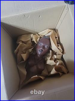 Hand Carved Wood Female Bust Sculpture Vintage