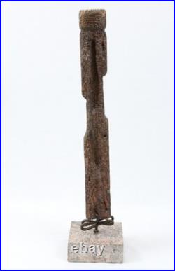 Hand Carved Wood Folk Art 29 Sculpture Cubist Face Bust Vintage Tiki Witco