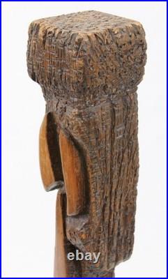 Hand Carved Wood Folk Art 29 Sculpture Cubist Face Bust Vintage Tiki Witco