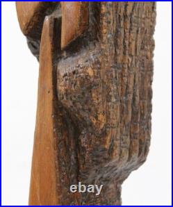 Hand Carved Wood Folk Art 29 Sculpture Cubist Face Bust Vintage Tiki Witco