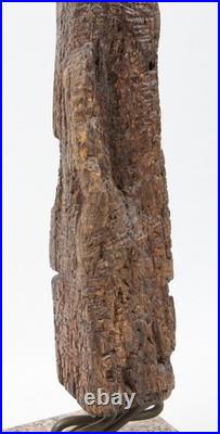 Hand Carved Wood Folk Art 29 Sculpture Cubist Face Bust Vintage Tiki Witco