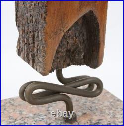 Hand Carved Wood Folk Art 29 Sculpture Cubist Face Bust Vintage Tiki Witco