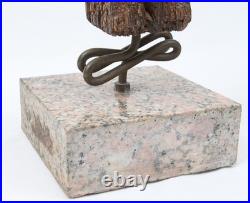 Hand Carved Wood Folk Art 29 Sculpture Cubist Face Bust Vintage Tiki Witco