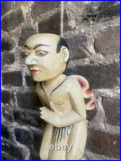 Hand Carved Wooden Balinese Flying Angel Oversized Penis Folk Art Indonesia VTG