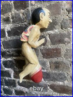 Hand Carved Wooden Balinese Flying Angel Oversized Penis Folk Art Indonesia VTG