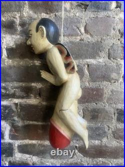 Hand Carved Wooden Balinese Flying Angel Oversized Penis Folk Art Indonesia VTG