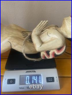 Hand Carved Wooden Balinese Flying Angel Oversized Penis Folk Art Indonesia VTG