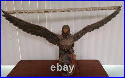 Hand Carved Wooden Eagle Sculpture 36X 17 Detachable Wings No Defects VTG