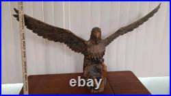Hand Carved Wooden Eagle Sculpture 36X 17 Detachable Wings No Defects VTG