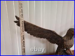 Hand Carved Wooden Eagle Sculpture 36X 17 Detachable Wings No Defects VTG