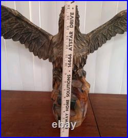 Hand Carved Wooden Eagle Sculpture 36X 17 Detachable Wings No Defects VTG Hand Carved Wooden Eagle Sculpture 36X 17 Detachable Wings No Defects VTG