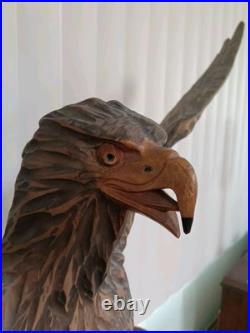 Hand Carved Wooden Eagle Sculpture 36X 17 Detachable Wings No Defects VTG