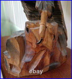 Hand Carved Wooden Eagle Sculpture 36X 17 Detachable Wings No Defects VTG