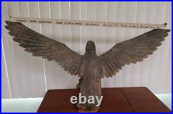 Hand Carved Wooden Eagle Sculpture 36X 17 Detachable Wings No Defects VTG
