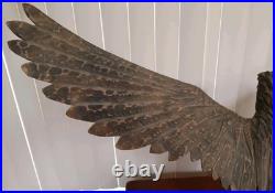 Hand Carved Wooden Eagle Sculpture 36X 17 Detachable Wings No Defects VTG