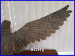 Hand Carved Wooden Eagle Sculpture 36X 17 Detachable Wings No Defects VTG