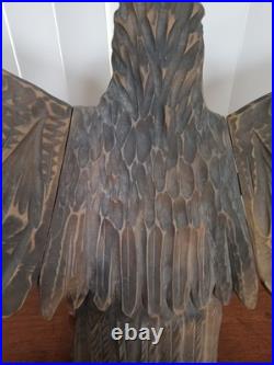 Hand Carved Wooden Eagle Sculpture 36X 17 Detachable Wings No Defects VTG