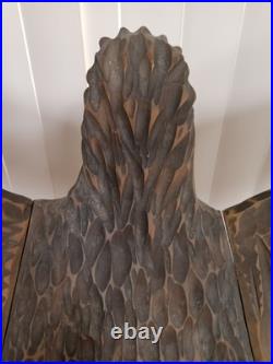 Hand Carved Wooden Eagle Sculpture 36X 17 Detachable Wings No Defects VTG