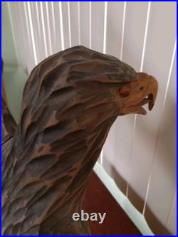 Hand Carved Wooden Eagle Sculpture 36X 17 Detachable Wings No Defects VTG Hand Carved Wooden Eagle Sculpture 36X 17 Detachable Wings No Defects VTG