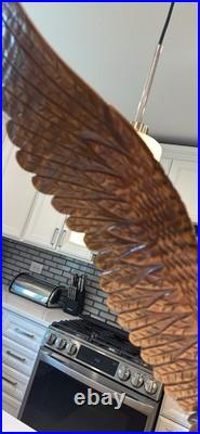 Hand-Carved Wooden Eagle Statue Folk Art Sculpture 17 Tall Carving Vintage