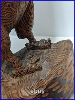 Hand Carved Wooden Eagle Statue Sculpture Vintage Witco Style Same Day Shipping