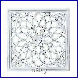 Handcarving on Wood Antique White Wall Art Decorative Sculpture Hanging Decor