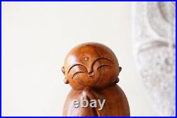 Handmade Jizo Wooden Sculpture, Unique Buddha Jizo, Vintage Laughing Buddha
