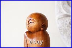 Handmade Jizo Wooden Sculpture, Unique Buddha Jizo, Vintage Laughing Buddha