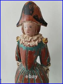 Harlequin, wooden sculpture, vintage, beautiful. Large