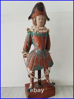 Harlequin, wooden sculpture, vintage, beautiful. Large