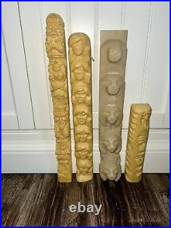 Harold H. L. Enlow Resin Wood Carvings Lot Of 4, Debbe Edward's, Vintage Rare