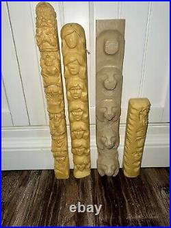 Harold H. L. Enlow Resin Wood Carvings Lot Of 4, Debbe Edward's, Vintage Rare