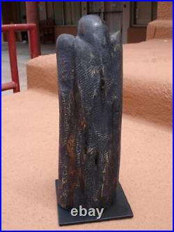 Hib Sabin Santa Fe NM Artist Carved Juniper Wooden Sculpture Tall Raven Crow Vtg