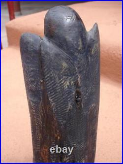Hib Sabin Santa Fe NM Artist Carved Juniper Wooden Sculpture Tall Raven Crow Vtg
