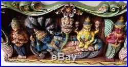 Hindu God Vishnu Vintage Wall Panel Wooden Statue Sculpture Handpainted panel