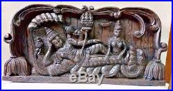 Hindu God Vishnu Wall Hanging Wooden Vintage Panel Statue Sculpture Handmade Rar
